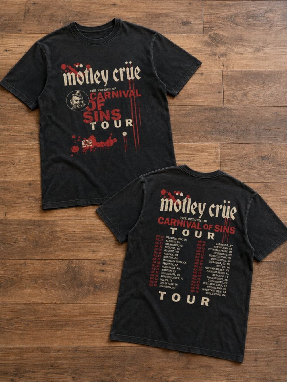 Motley Crue The Return Of The Carnival Of Sins Tour 2026 T Shirt